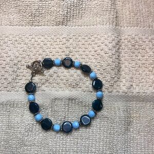 Handmade Blue Beaded Toggle Bracelet-Handmade by Eveyln